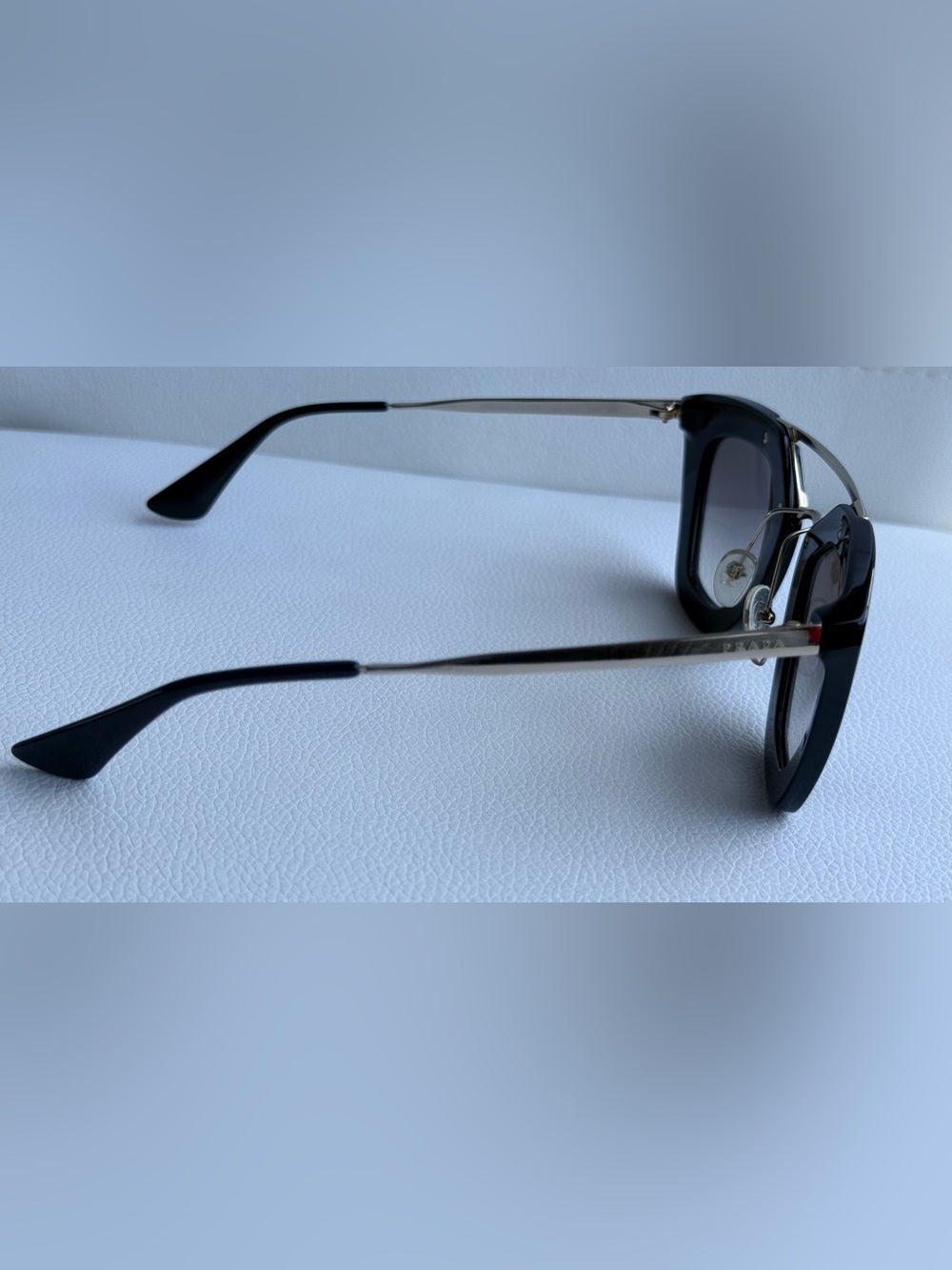 Prada SPR 09Q Cinema Sunglasses Black Gold Cat Eye 1AB-0A7 Made in Italy - Picture 6 of 10